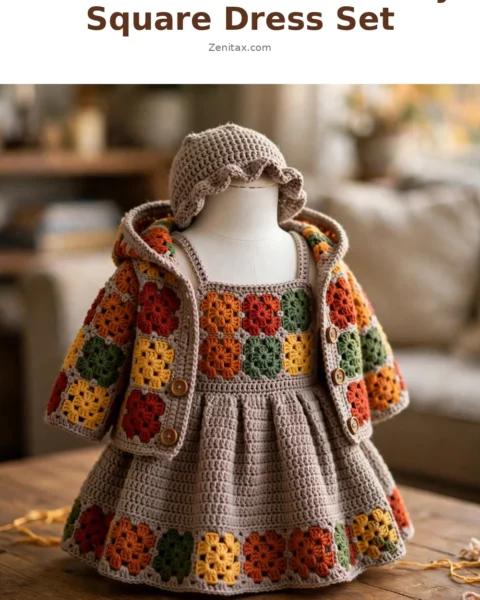 Autumn Harvest Granny Square Dress Set Free Crochet Pattern
