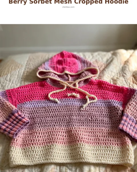 Berry Sorbet Mesh Cropped Hoodie Free Crochet Pattern