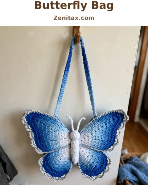 Blue Monarch Butterfly Bag Free Crochet Pattern