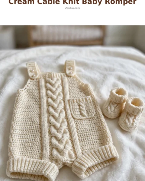 Cream Cable Knit Baby Romper Free Crochet Pattern