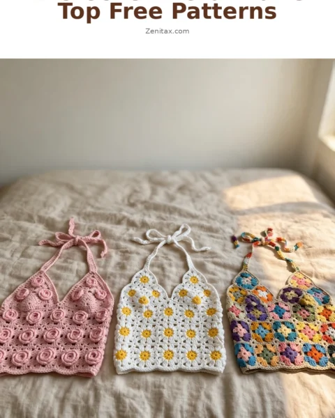 11 Crochet Floral Halter Top Free Patterns