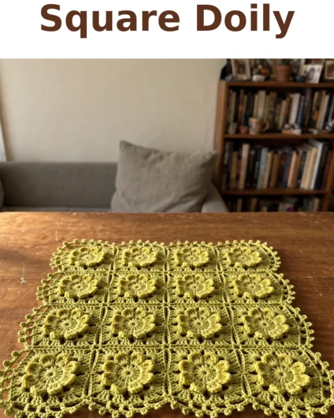 Crochet Floral Square Doily: A Delicate Timeless Accent