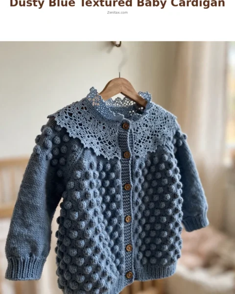 Dusty Blue Textured Baby Cardigan Free Crochet Pattern