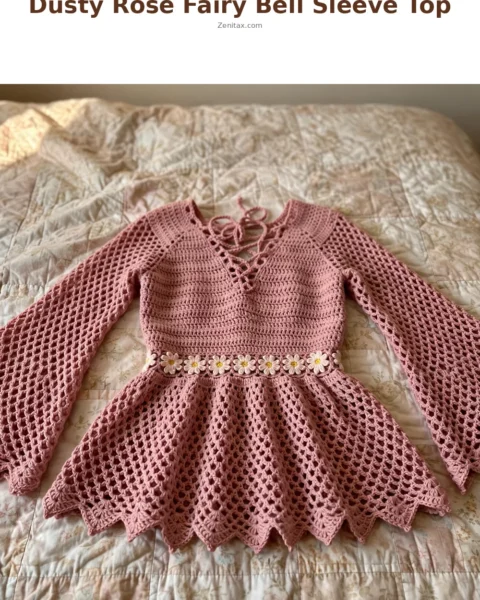 Dusty Rose Fairy Bell Sleeve Top Free Crochet Pattern