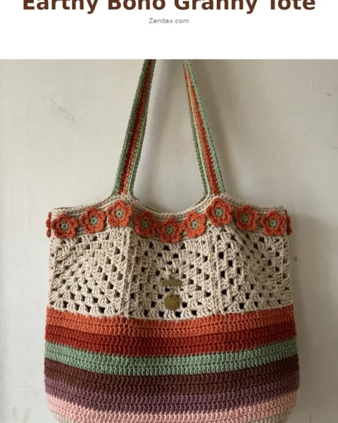 Earthy Boho Granny Tote Free Crochet Pattern
