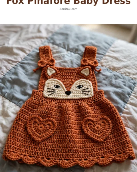 Fox Pinafore Baby Dress Free Crochet Pattern
