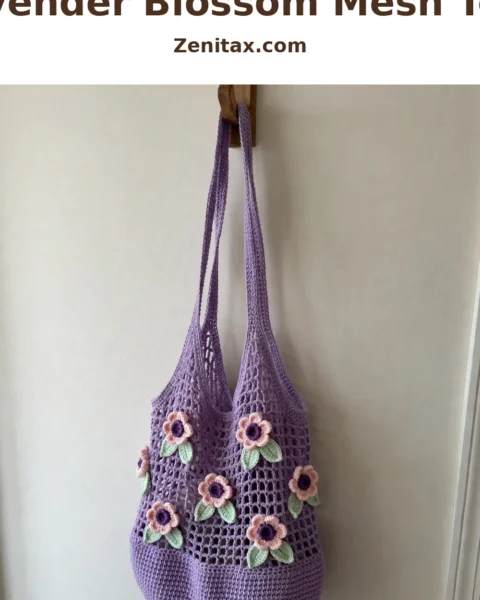 Lavender Blossom Mesh Tote Free Crochet Pattern