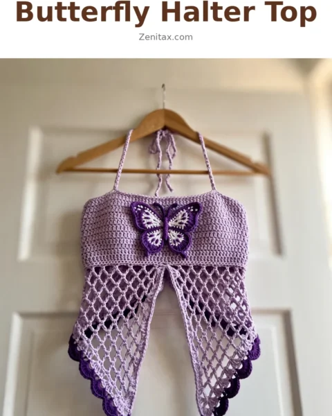 Lavender Dreams Butterfly Halter Top Free Crochet Pattern
