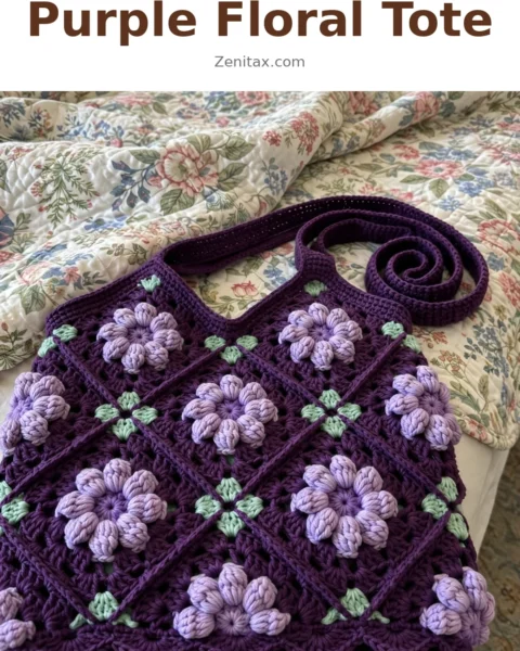 Lavender Fields Purple Floral Tote Free Crochet Pattern