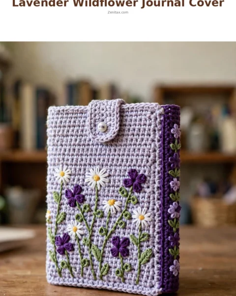 Lavender Wildflower Journal Cover Free Crochet Pattern