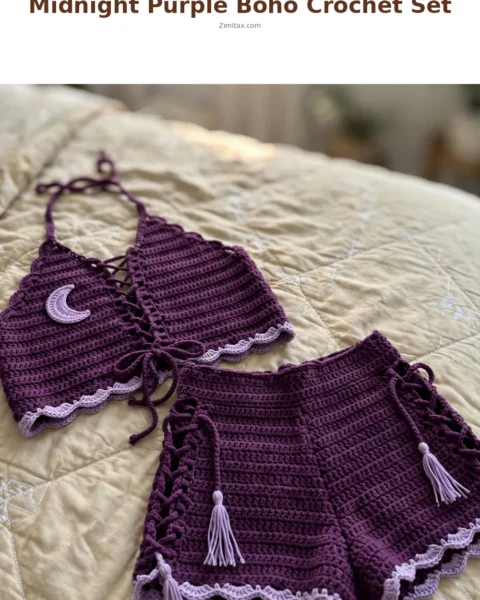Midnight Purple Boho Crochet Set Free Pattern