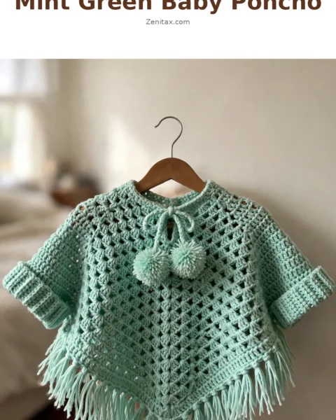 Mint Green Baby Poncho Free Crochet Pattern