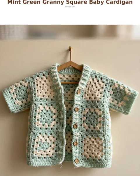 Mint Green Granny Square Baby Cardigan Free Crochet Pattern