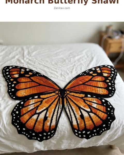 Monarch Butterfly Shawl Free Crochet Pattern