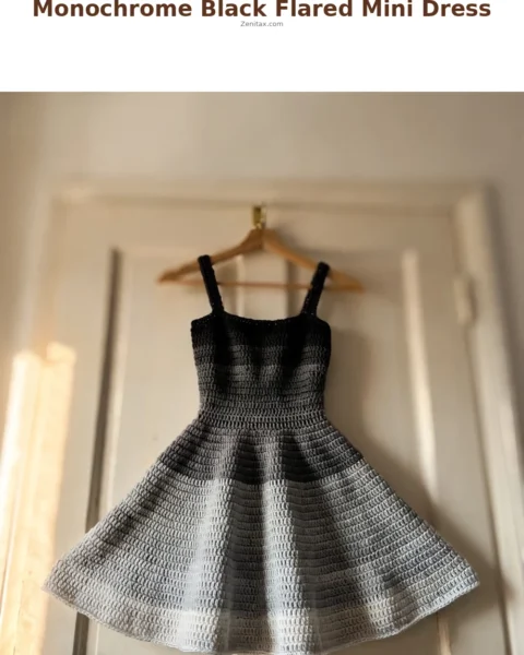 Monochrome Black Flared Mini Dress Free Crochet Pattern