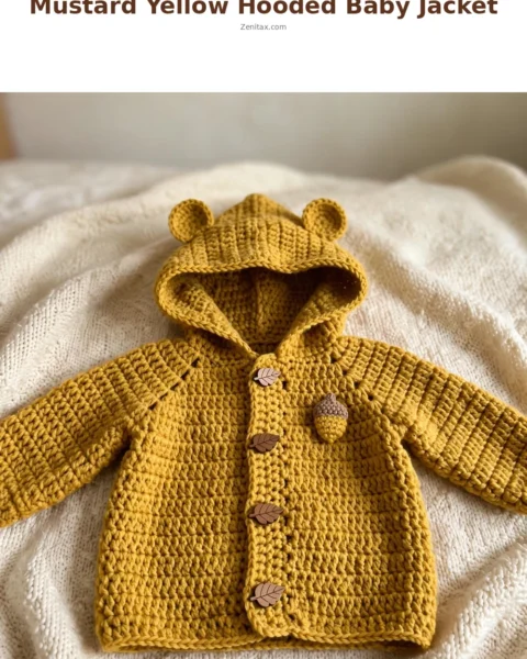 Mustard Yellow Hooded Baby Jacket Free Crochet Pattern