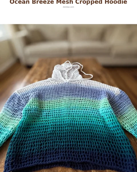 Ocean Breeze Mesh Cropped Hoodie Free Crochet Pattern