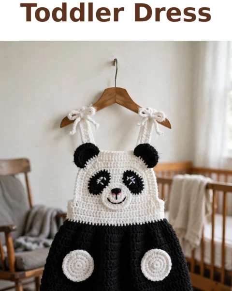 Panda Pinafore Toddler Dress Free Crochet Pattern