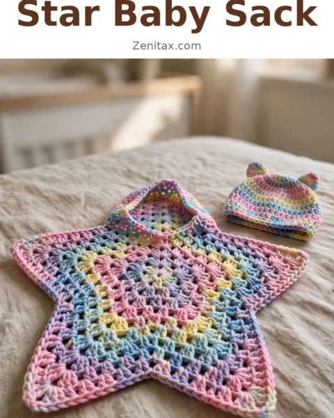 Pastel Garden Star Baby Sack Free Crochet Pattern