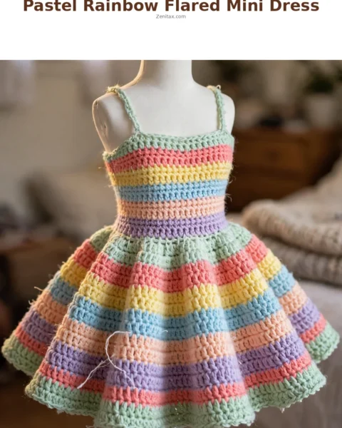 Pastel Rainbow Flared Mini Dress Free Crochet Pattern