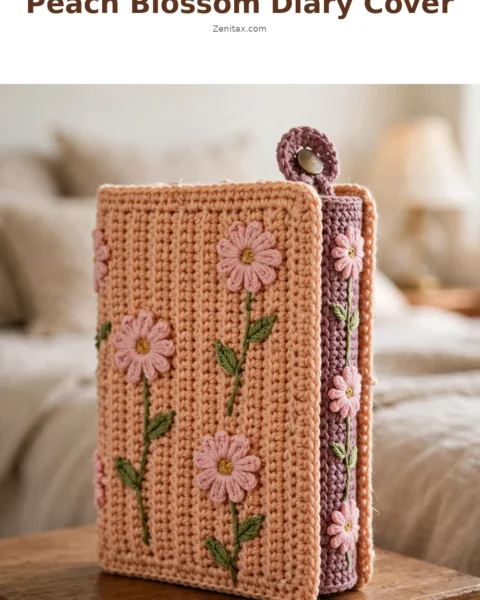 Peach Blossom Diary Cover Free Crochet Pattern