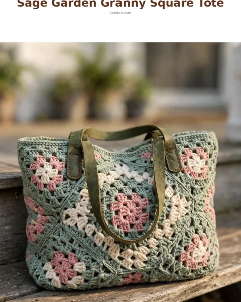 Sage Garden Granny Square Tote Free Crochet Pattern