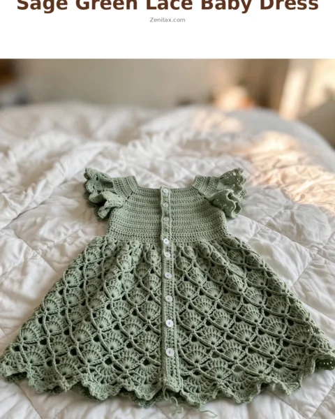 Sage Green Lace Baby Dress Free Crochet Pattern
