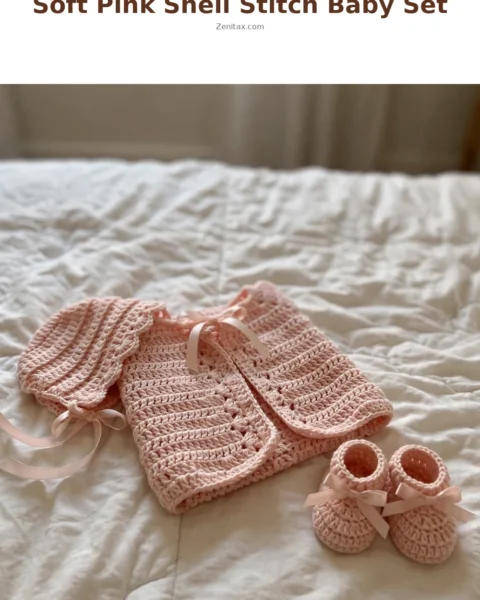 Soft Pink Shell Stitch Baby Set Free Crochet Pattern