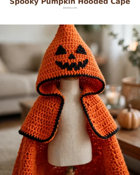Spooky Pumpkin Hooded Cape Free Crochet Pattern