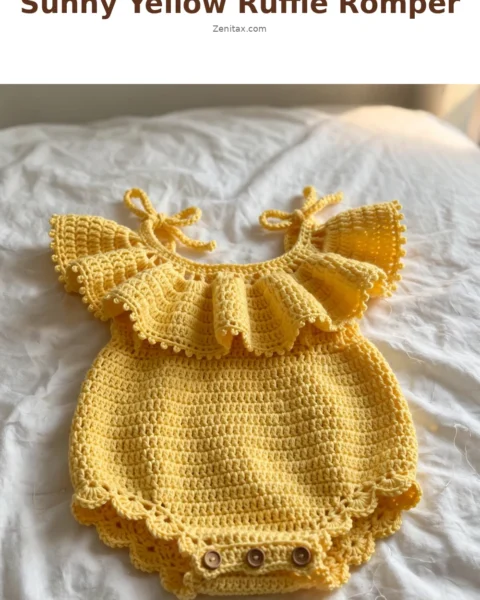 Sunny Yellow Ruffle Romper Free Crochet Pattern
