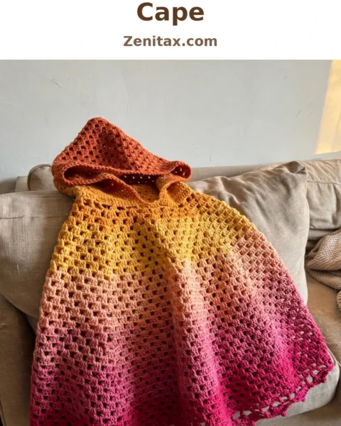 Sunset Glow Hooded Cape Free Crochet Pattern