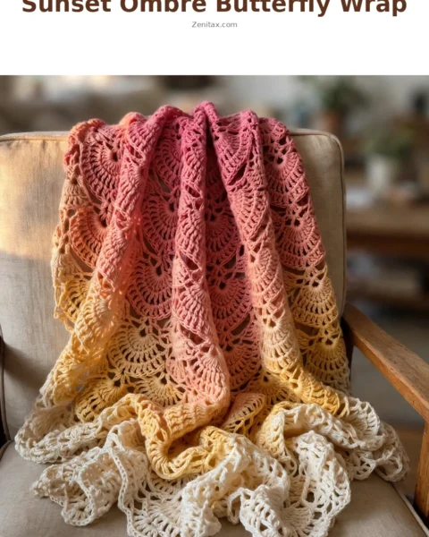 Sunset Ombre Butterfly Wrap Free Crochet Pattern