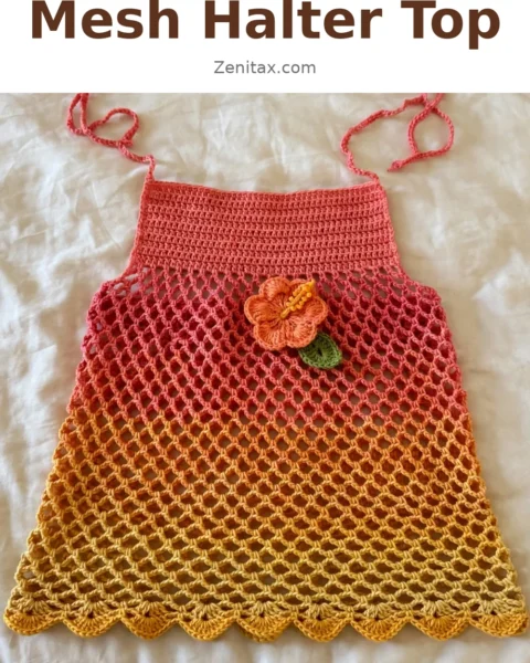 Sunset Ombre Mesh Halter Top Free Crochet Pattern
