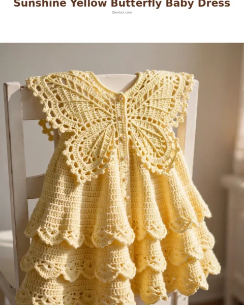 Sunshine Yellow Butterfly Baby Dress Free Crochet Pattern
