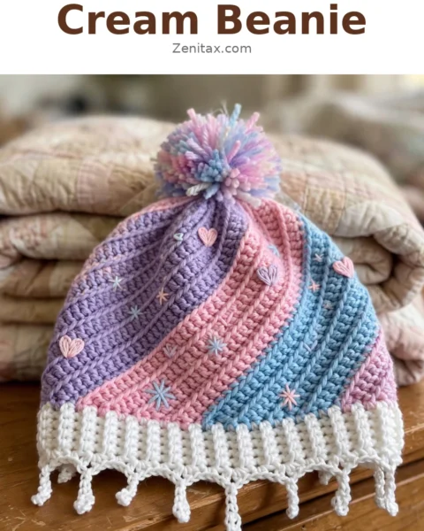 Unicorn Swirl Ice Cream Beanie Free Crochet Pattern