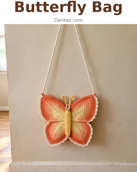 Sunset Orange Butterfly Bag Free Crochet Pattern