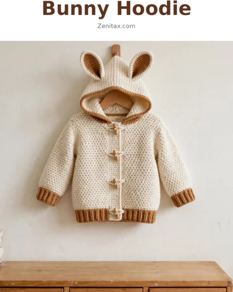 Cream and Caramel Bunny Hoodie Free Crochet Pattern
