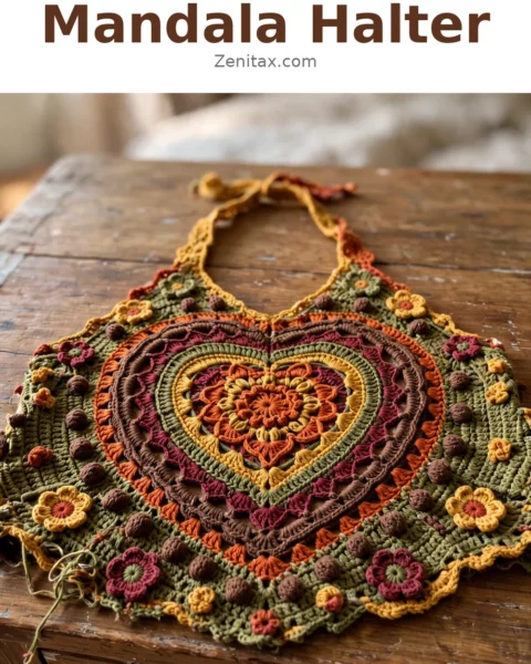 Autumn Harvest Mandala Halter Free Crochet Pattern