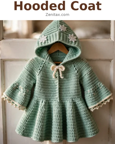 Mint Snowflake Hooded Coat Free Crochet Pattern