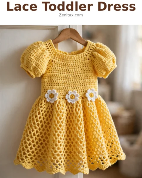 Sunshine Yellow Lace Toddler Dress Free Crochet Pattern