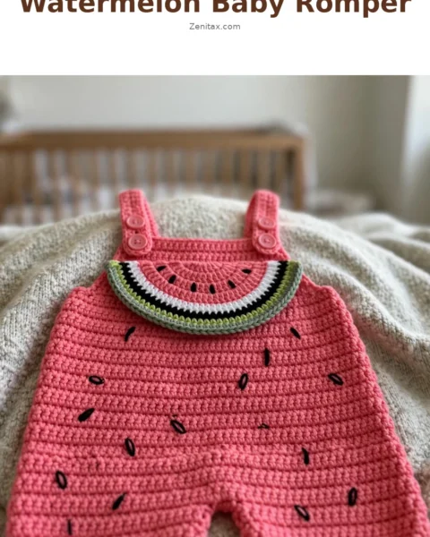 Watermelon Baby Romper Free Crochet Pattern