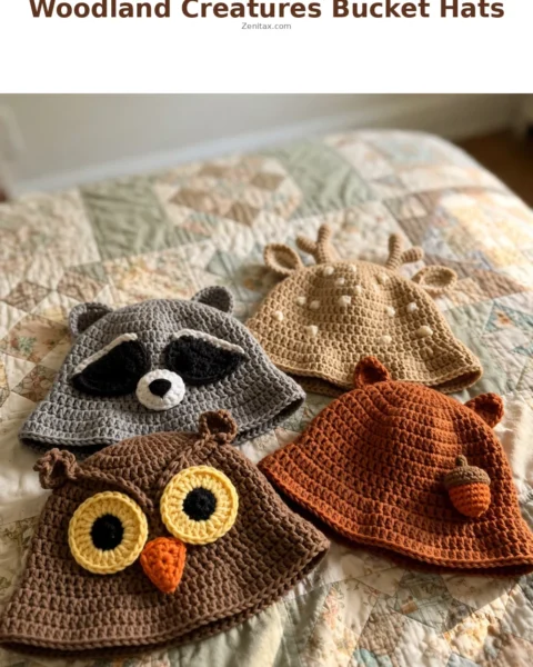 Woodland Creatures Bucket Hats Free Crochet Pattern