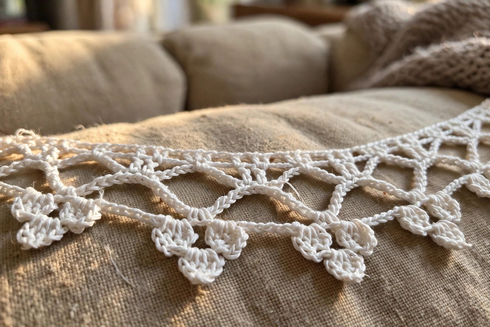 Close-up of the tiny heart clusters of the white lace border