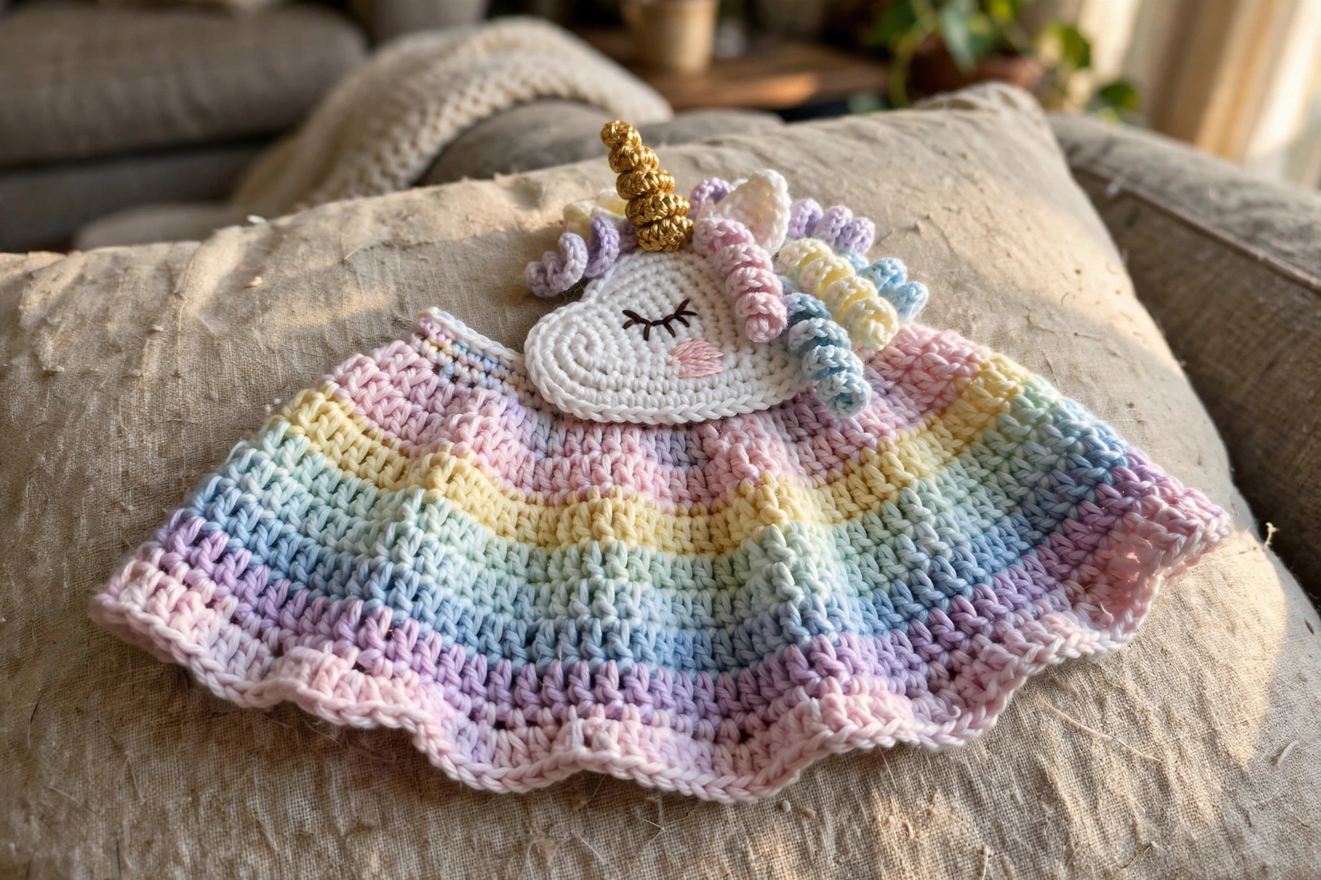 Close-up of the sleeping unicorn face applique