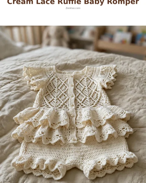 Cream Lace Ruffle Baby Romper Free Crochet Pattern