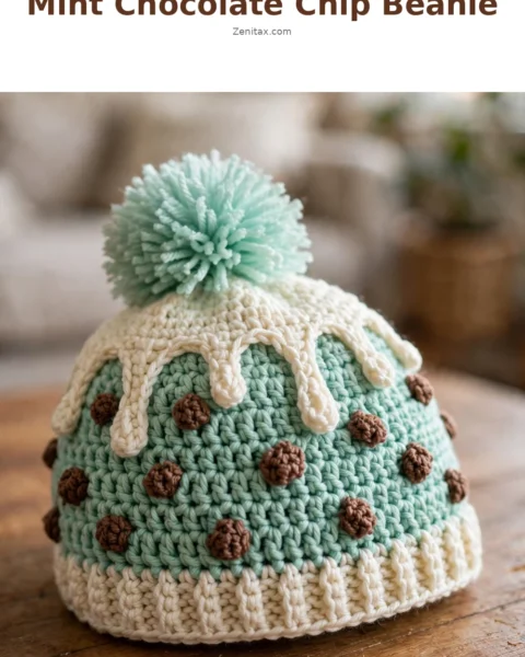 Mint Chocolate Chip Beanie Free Crochet Pattern