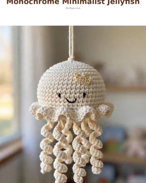 Monochrome Minimalist Jellyfish Free Crochet Pattern