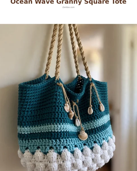 Ocean Wave Granny Square Tote Free Crochet Pattern