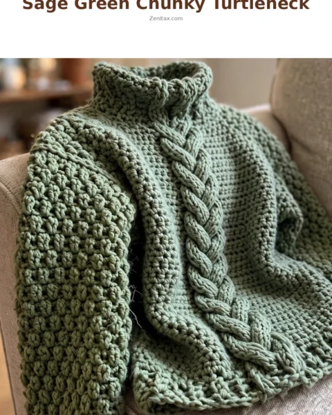 Sage Green Chunky Turtleneck Free Crochet Pattern