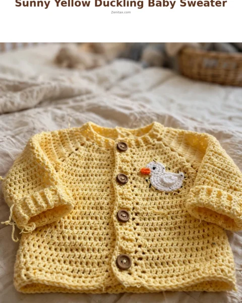 Sunny Yellow Duckling Baby Sweater Free Crochet Pattern